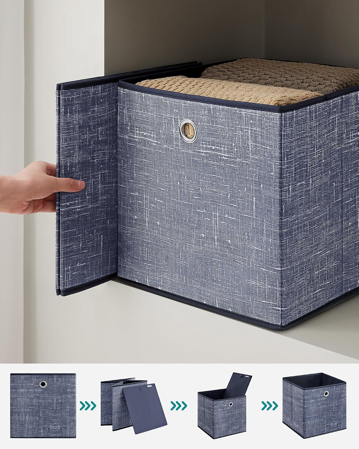 Detalle 2 de SONGMICS TINA Collection RFB006I01 förvaringslådor, 6-pack i dimblått
