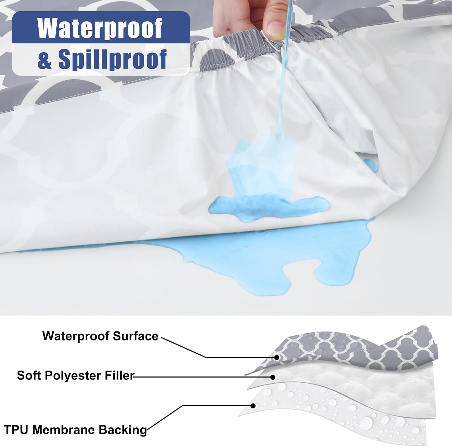 Thumbnail 1 de Smiry 2 Pack Rectangle Table Cloth 6 Foot (30" x 72"), Waterproof Elastic Fitted, Windproof & Washable Polyester