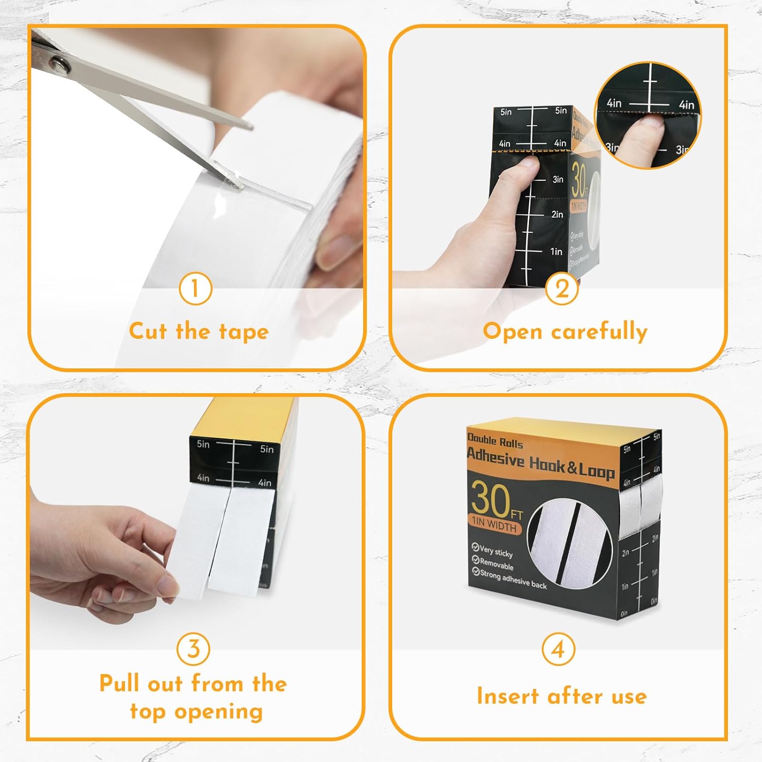 Thumbnail 3 de 9m x 25mm White Double-Sided Hook and Loop Tape (Extra Strong, Self-Adhesive)