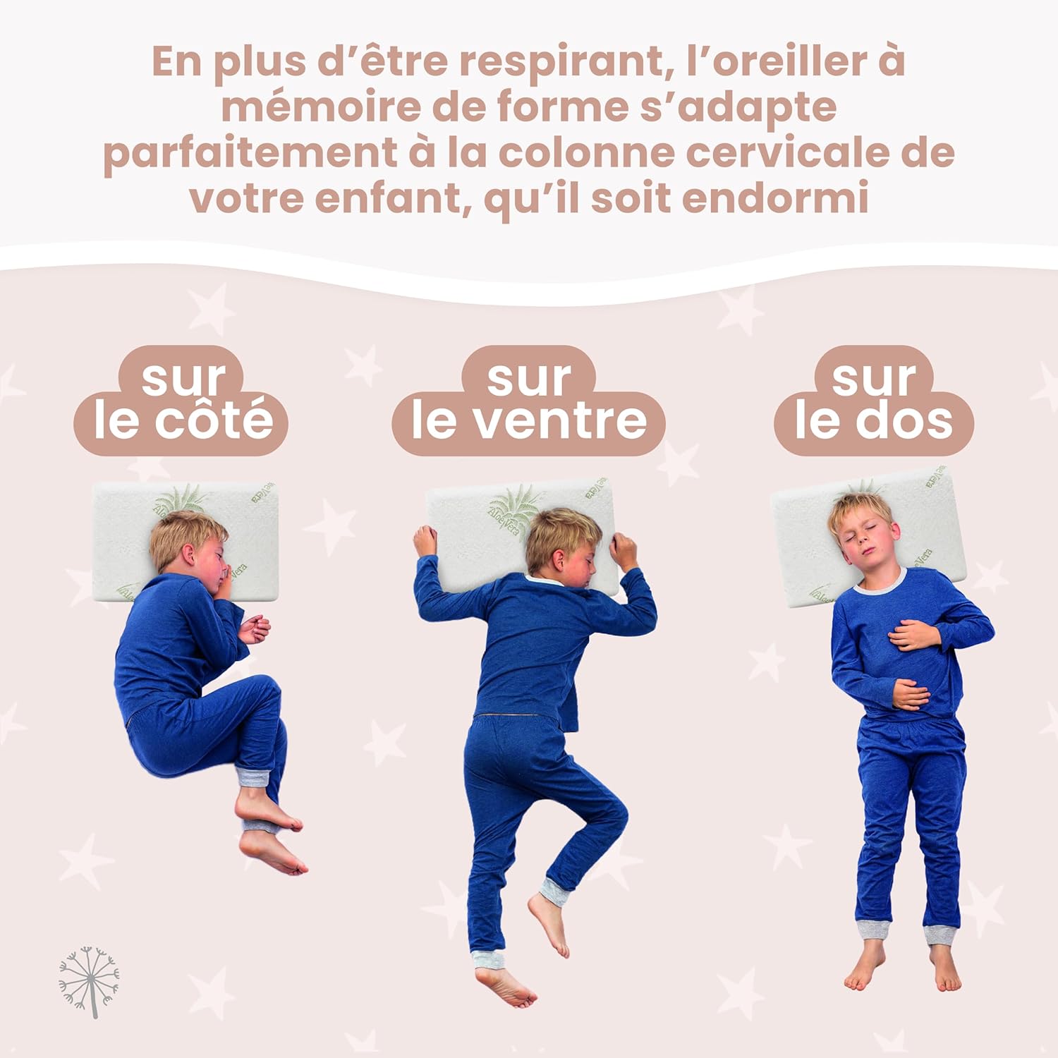 Thumbnail 5 de MIMUSELINA Oreiller mémoire de forme 50x30x5,5 cm pour bébé et enfant avec housse Aloe Vera amovible