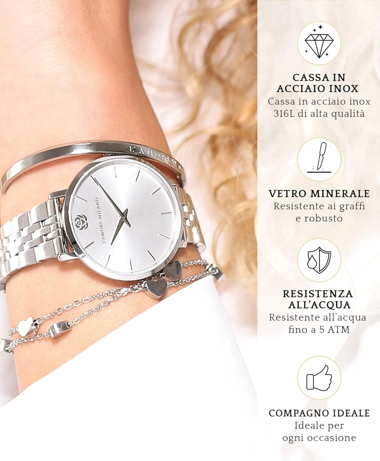 Thumbnail 3 de L'AMORE MILANO: Orologio da donna in scatola rose, 36 mm, resistente all'acqua 5ATM, regalo elegante