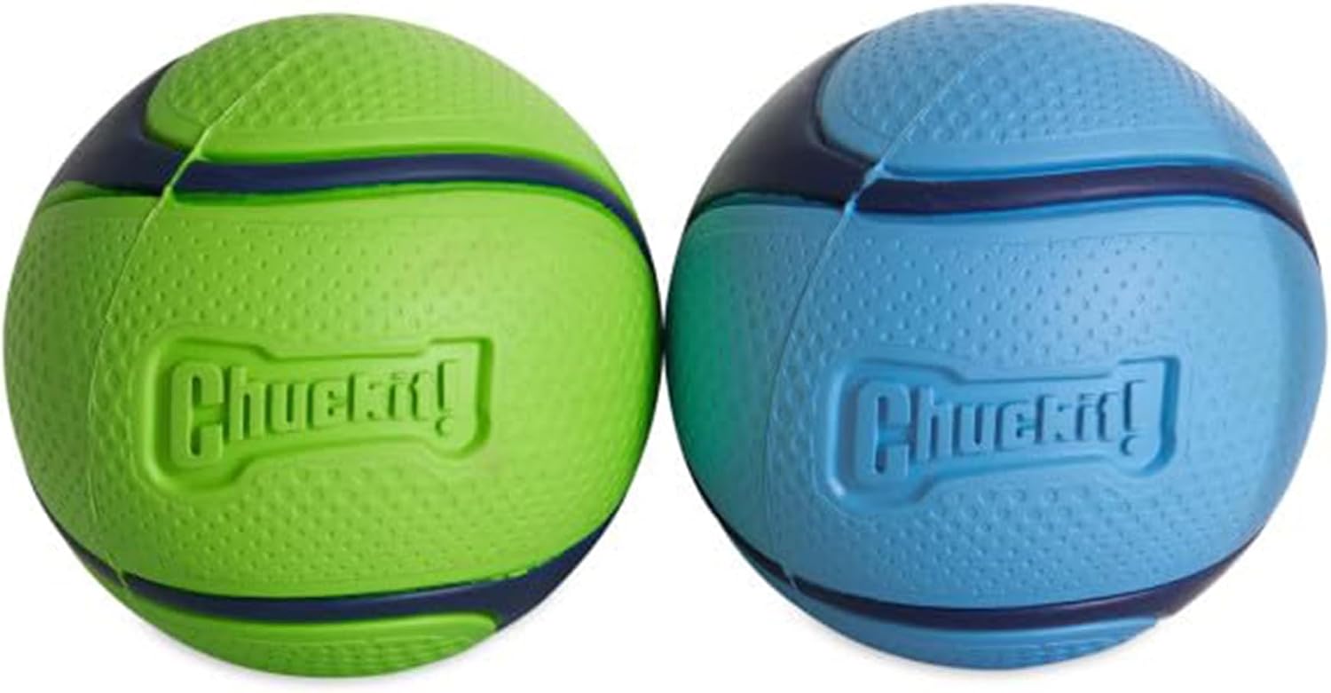 Detalle de Chuckit! Sniff Duo – Peanut Butter & Bacon Scented Dog Fetch Balls (Medium, Pack of 2)