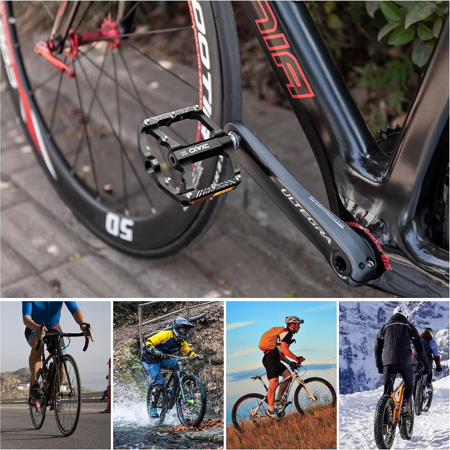 Detalle 2 de CXWXC Fahrradpedale 9/16 Zoll mit Reflektoren