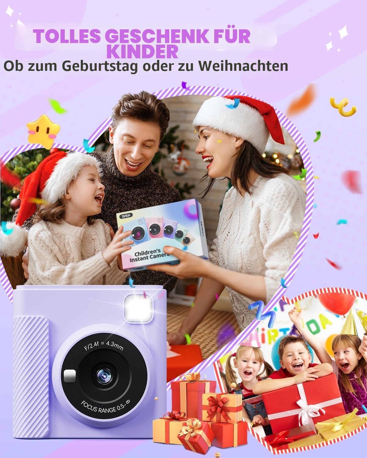 Thumbnail 5 de TIATUA Kinderkamera 2,4 Zoll Sofortbildkamera 32GB Karte