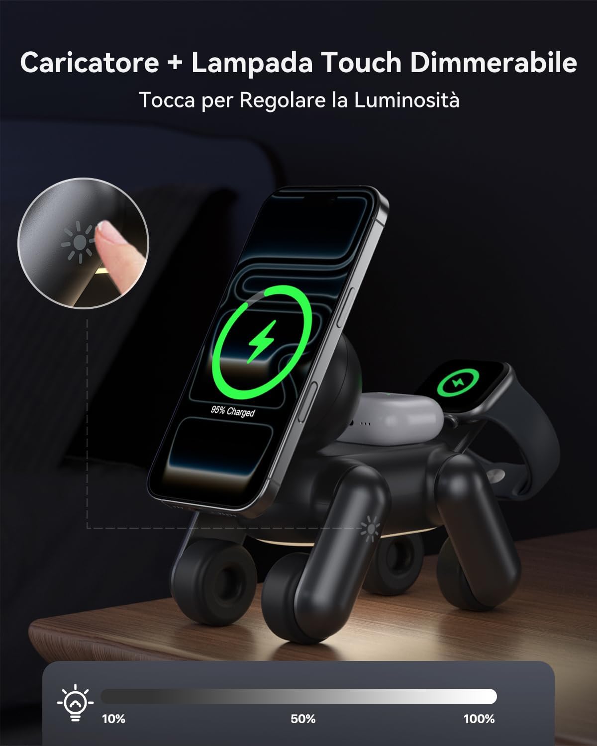 Detalle de Stazione di Ricarica MagSafe 3 in 1 per iPhone, Apple Watch e AirPods – Design regolabile e magneti ad alta potenza