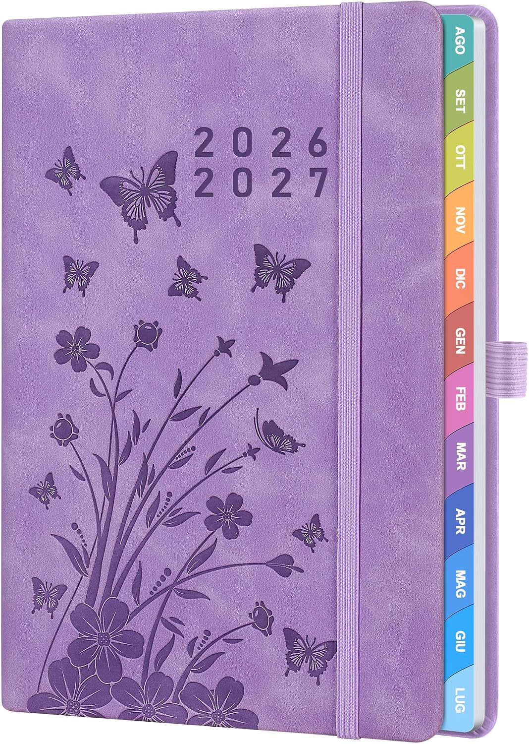 Detalle de Agenda Scolastica 2026–2027 Lavanda: Settimane Verticali con Penna, Segnalibro e Tasca Interna (22,5 × 16,5 cm)