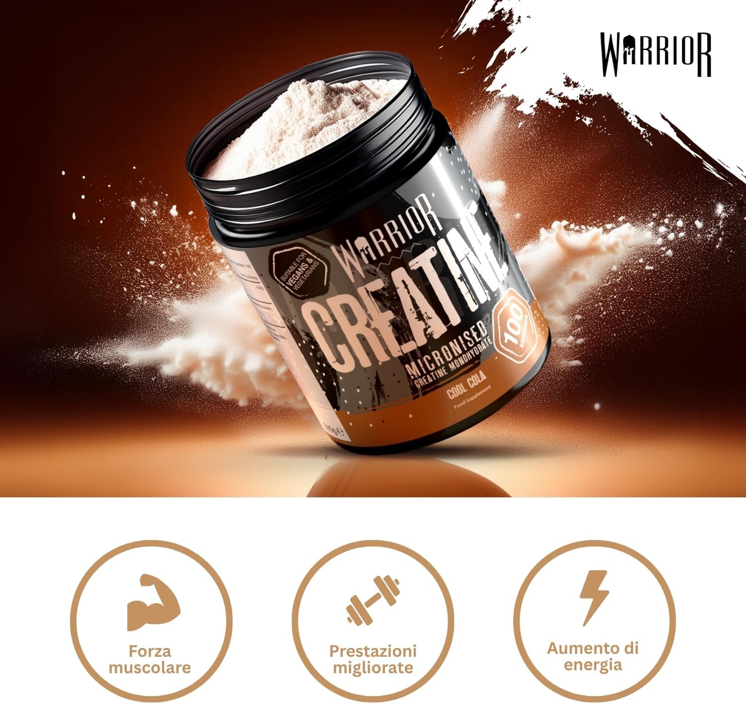 Thumbnail 6 de Warrior Creatina Monoidrata in Polvere 500 g – Creatina purissima micronizzata per massa e forza