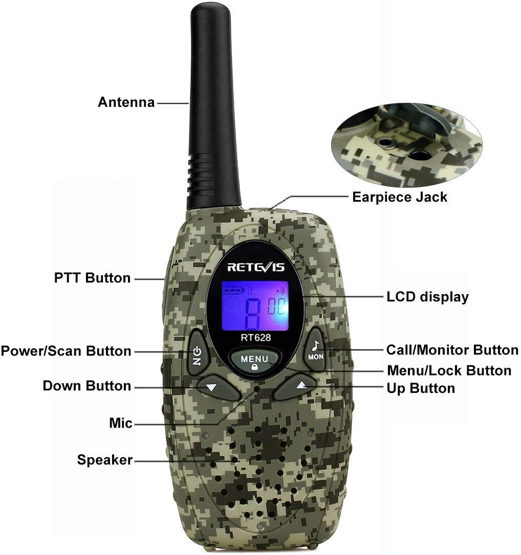 Detalle 2 de Retevis RT628 Walkie Talkies Niños 8 canales
