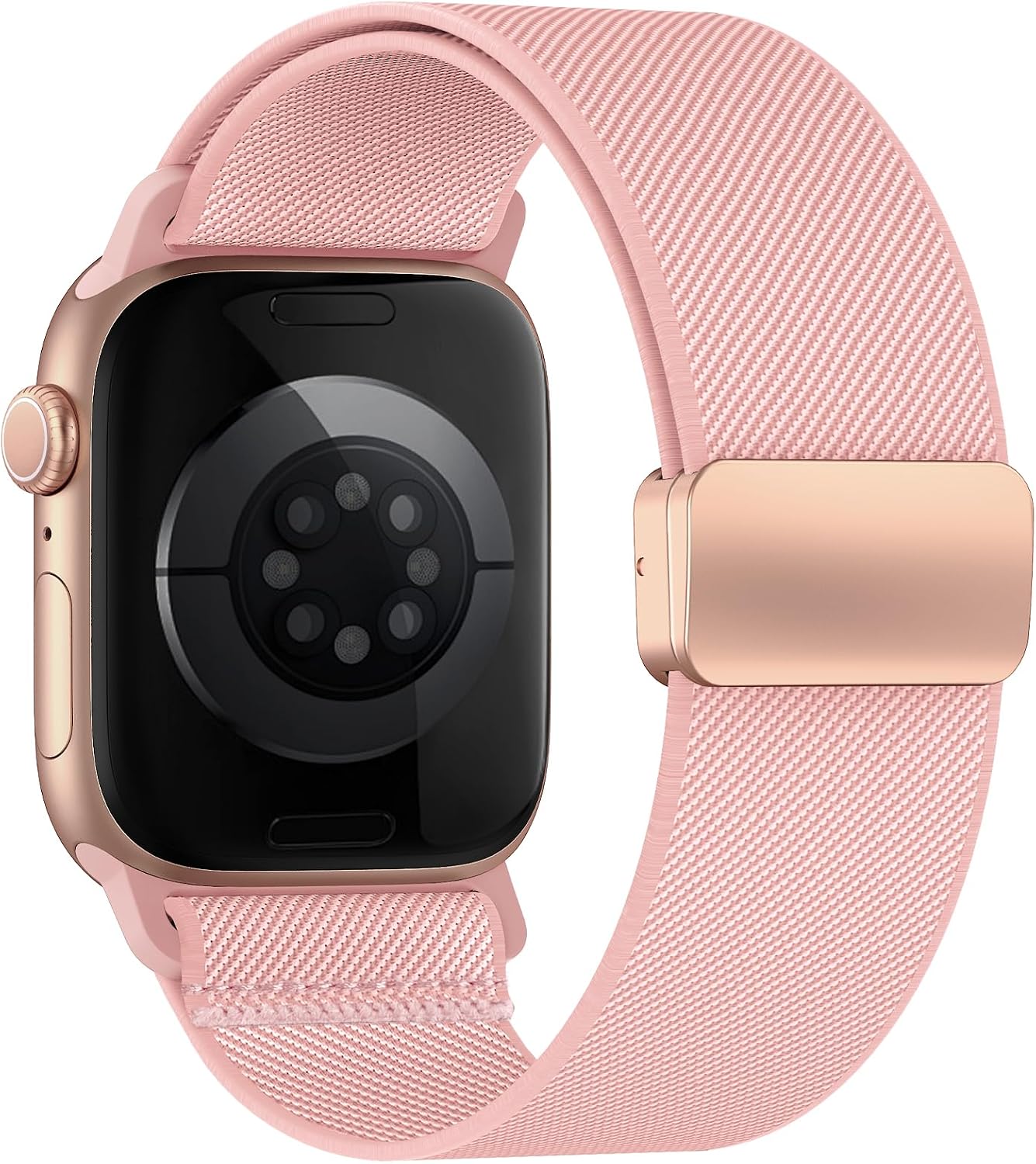 Detalle de Magnetic Elastic Nylon Apple Watch Sport Strap (38/40/41/42/44/45/46/49mm) – Stretchy Breathable Fit