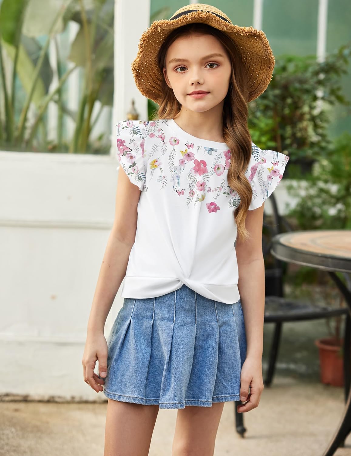 Thumbnail 1 de Arshiner Fille 5-12 Ans – T-shirt été à manches courtes avec twist et volants