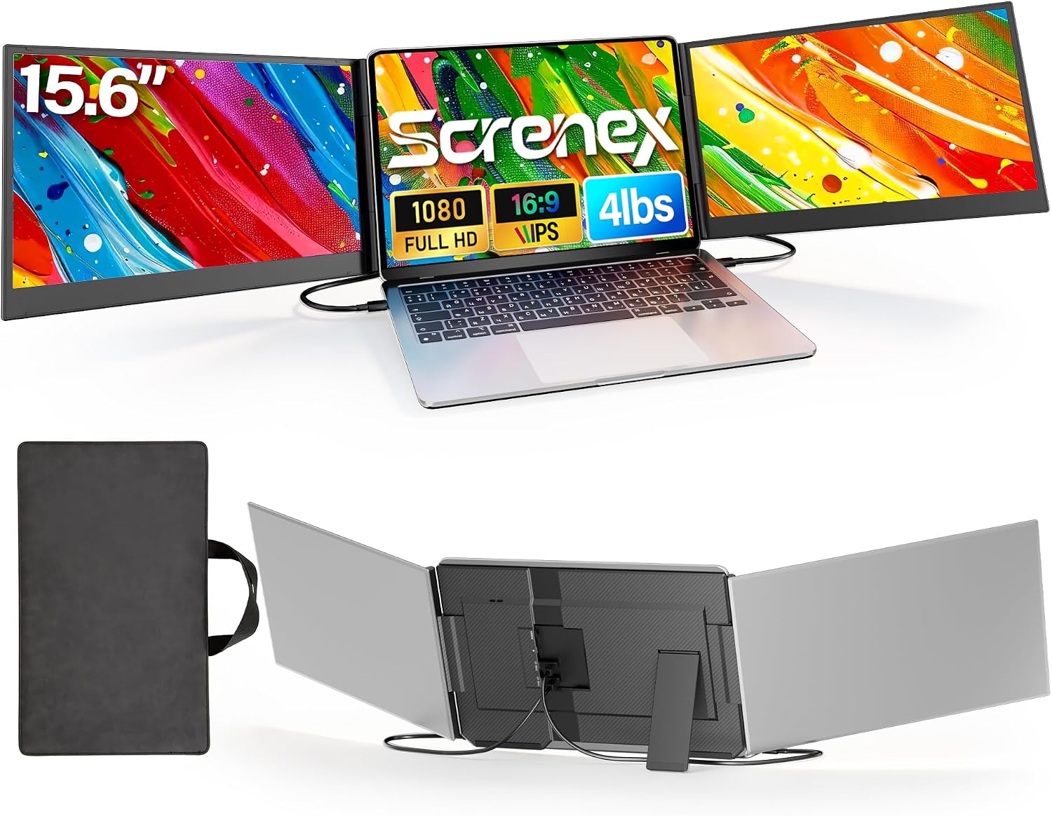 Detalle de Screnex 15.6" Laptop Screen Extender: Ultra-Thin Triple Monitor Setup
