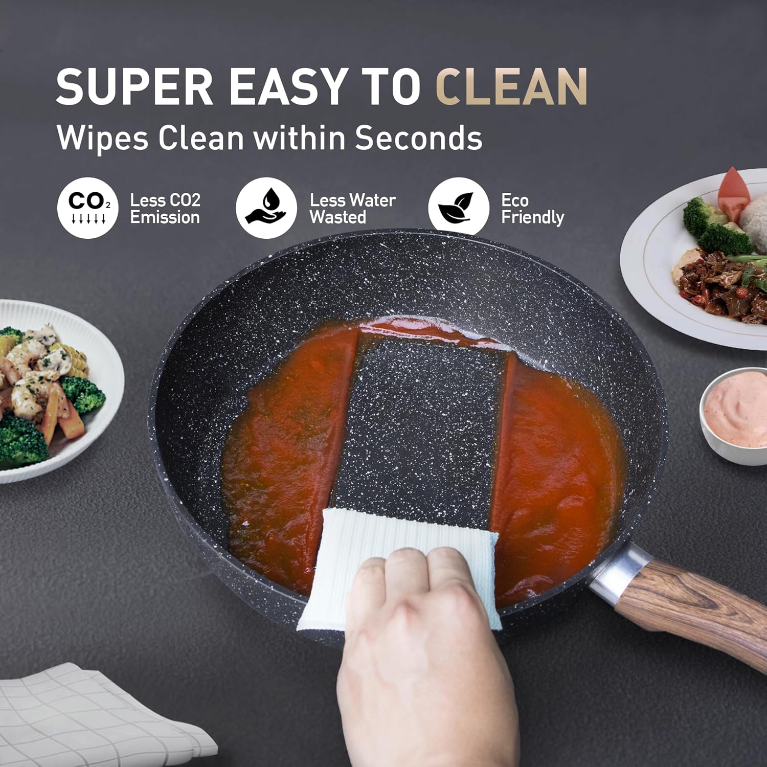 Thumbnail 6 de MAISON ARTS 17-Piece Nonstick Pots and Pans Set (Granite Stone Coating) for Induction Cooktops