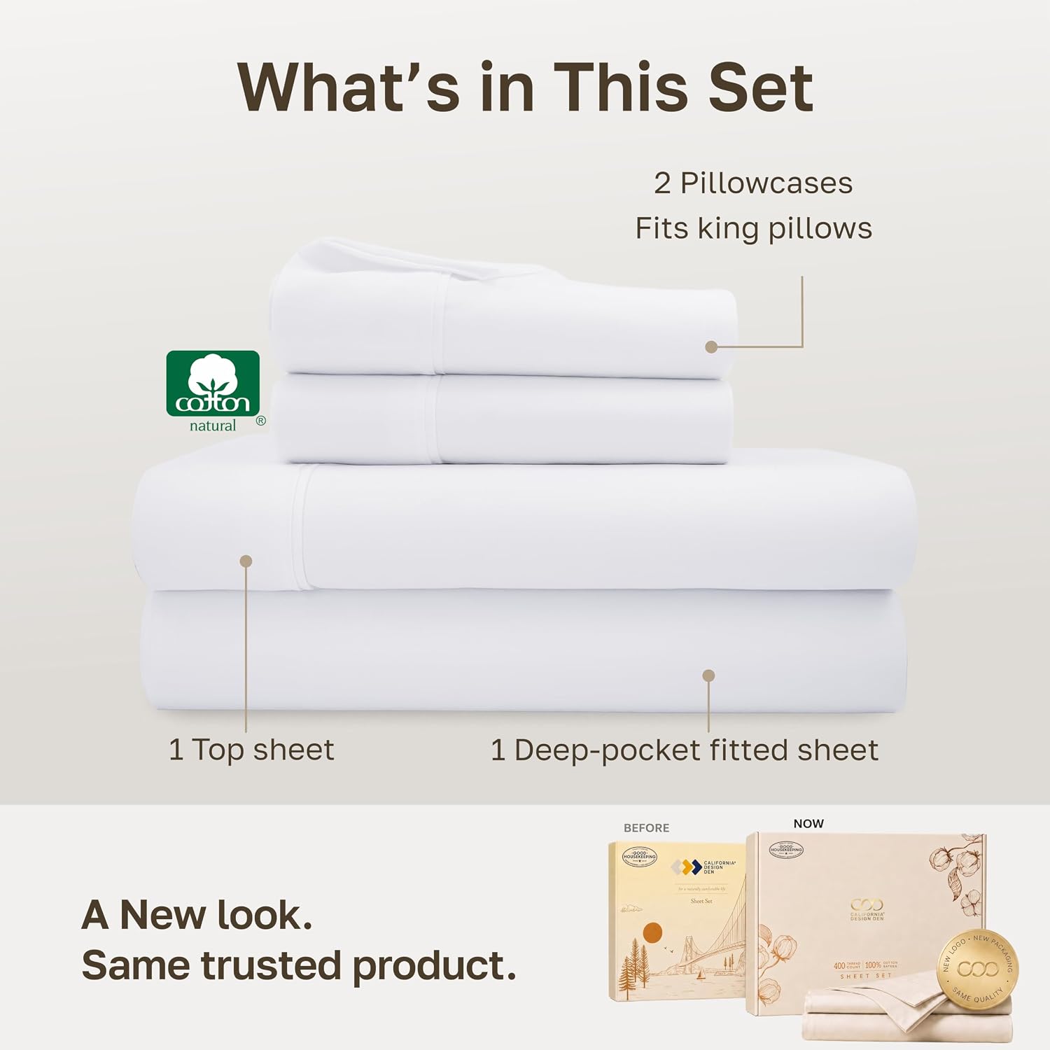 Detalle de California Design Den Cotton Bed Sheet Set, 400 Thread Count