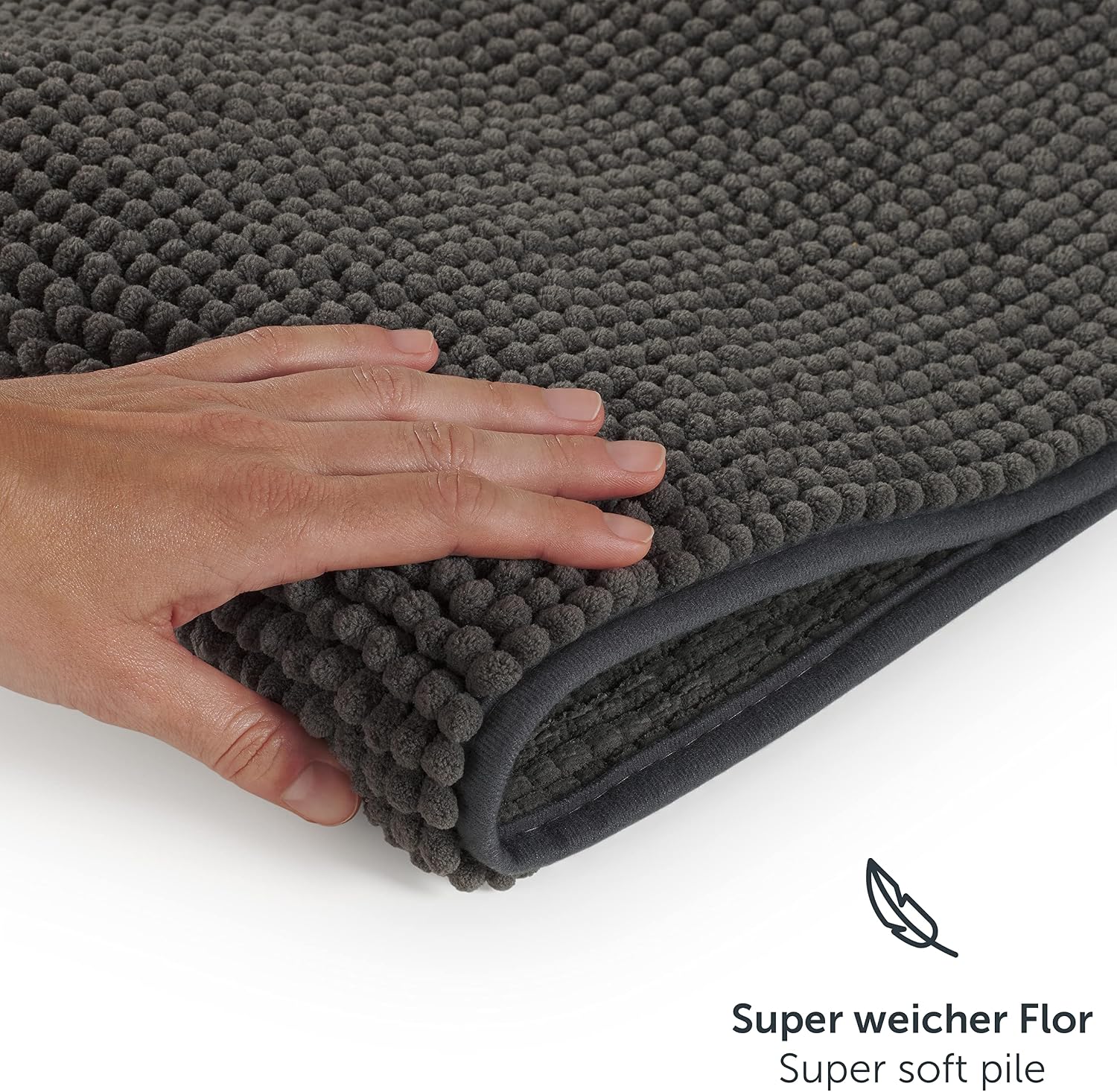 Detalle 1 de Blumtal chenille badmat 60 x 120 cm, donkergrijs, antislip en wasbaar