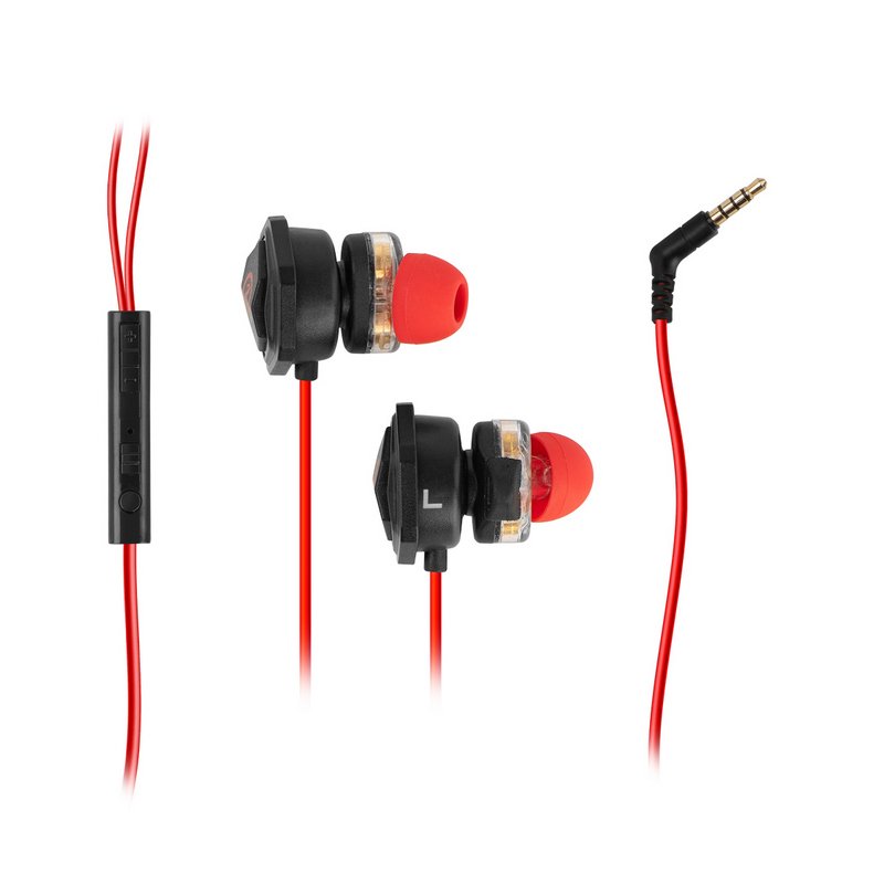 Detalle de Ozone Heat X30: auriculares intraurales gaming con doble altavoz y micrófono dedicado