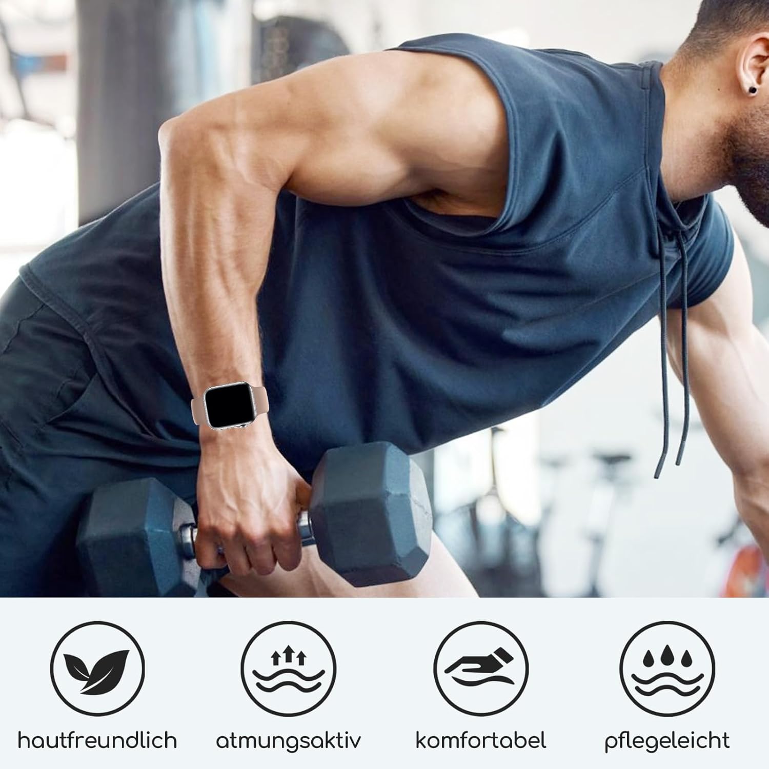 Thumbnail 2 de HdanMole Sport Strap for Apple Watch (38–46mm) Silicone Replacement – Versatile, Durable and Skin‑Friendly