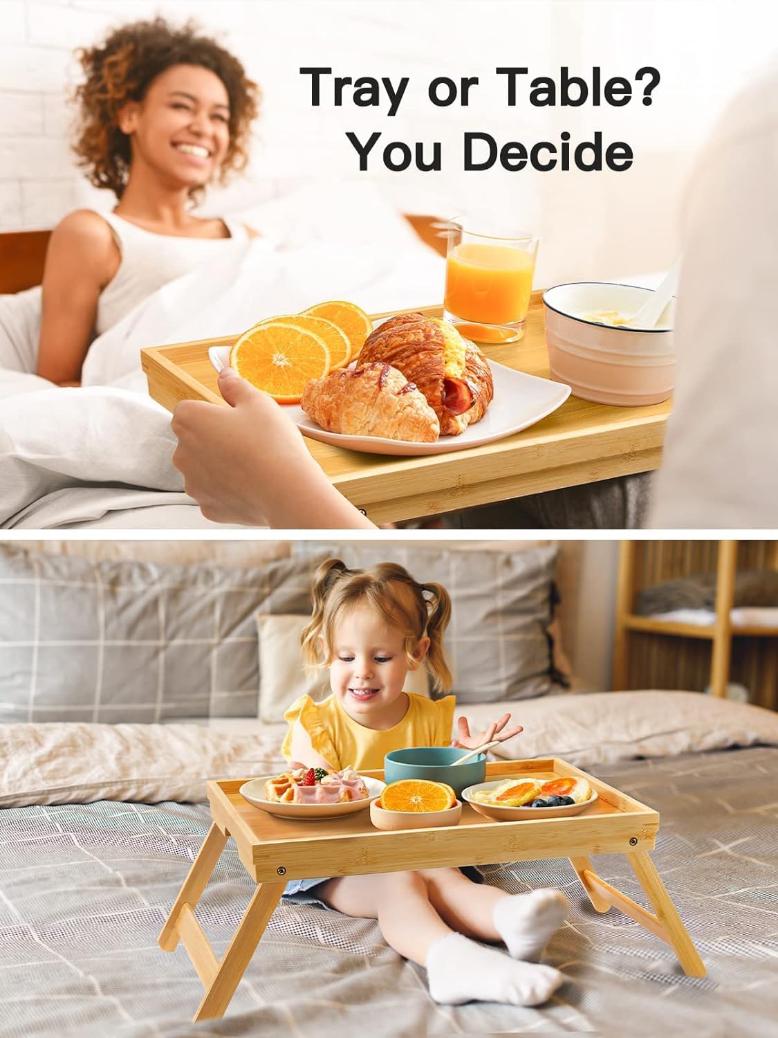 Thumbnail 4 de Pipishell Bamboo Bed Tray Table Foldable Legs