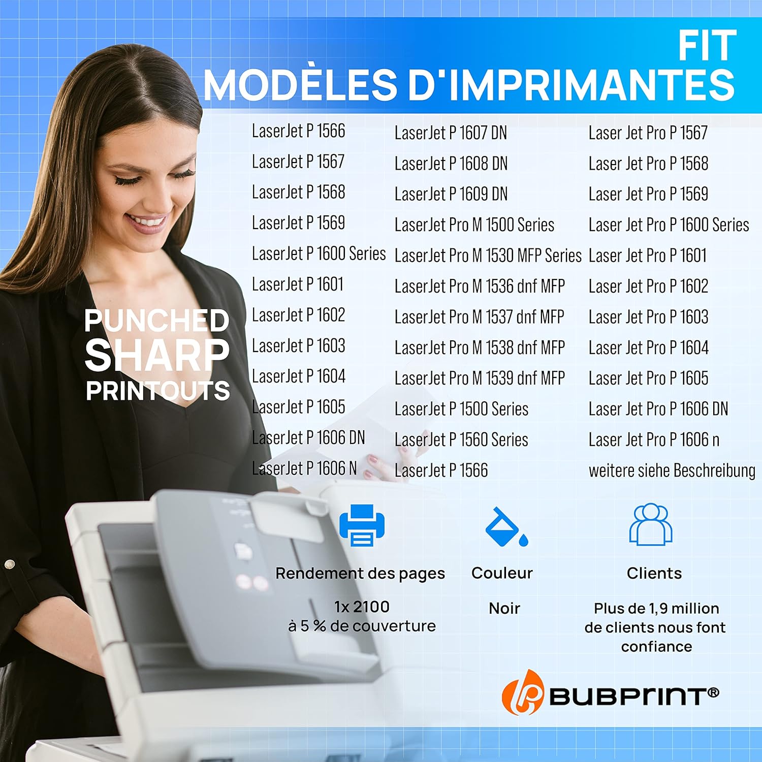 Thumbnail 1 de Bubprint Toner CE278A 78A compatible LaserJet Pro M1536DNF/M1539DNF – option économique et fiable
