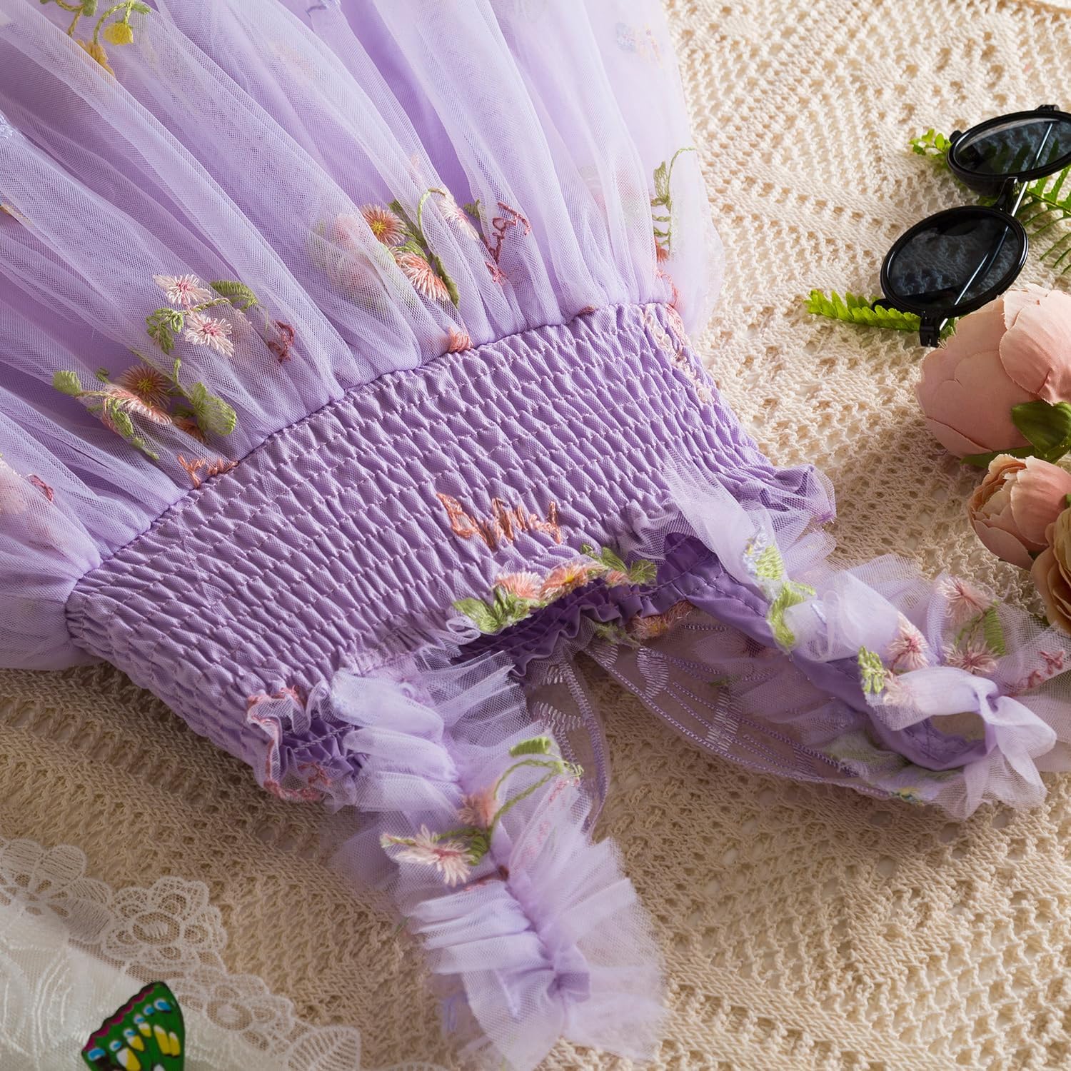 Detalle de NNJXD Baby Girl Rainbow Tulle Dress: Fairy Butterfly Themed Party Wear for Toddlers