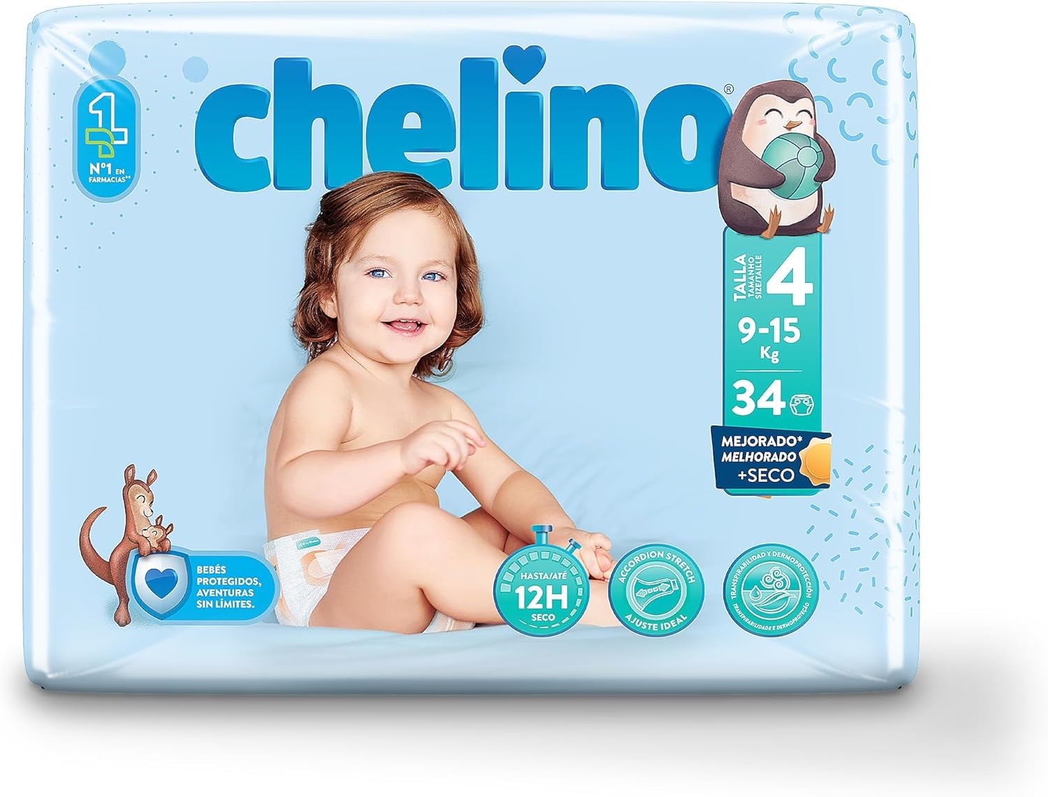 Thumbnail 6 de Chelino Pañales infantiles Talla 2 (3-6 kg) – 168 pañales, con doble barrera antiescapes