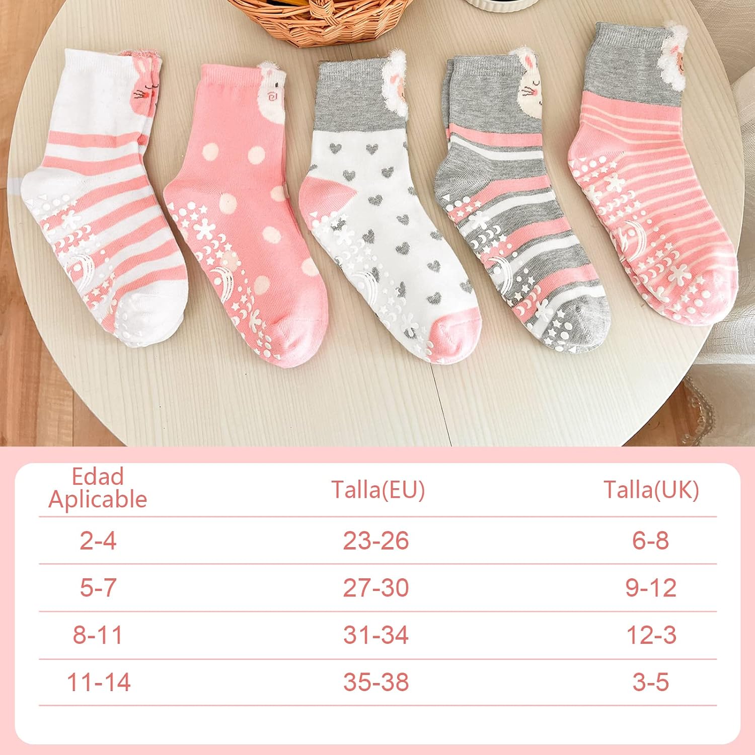 Thumbnail 5 de PUTUO Calcetines Antideslizantes Niñas 5 pares