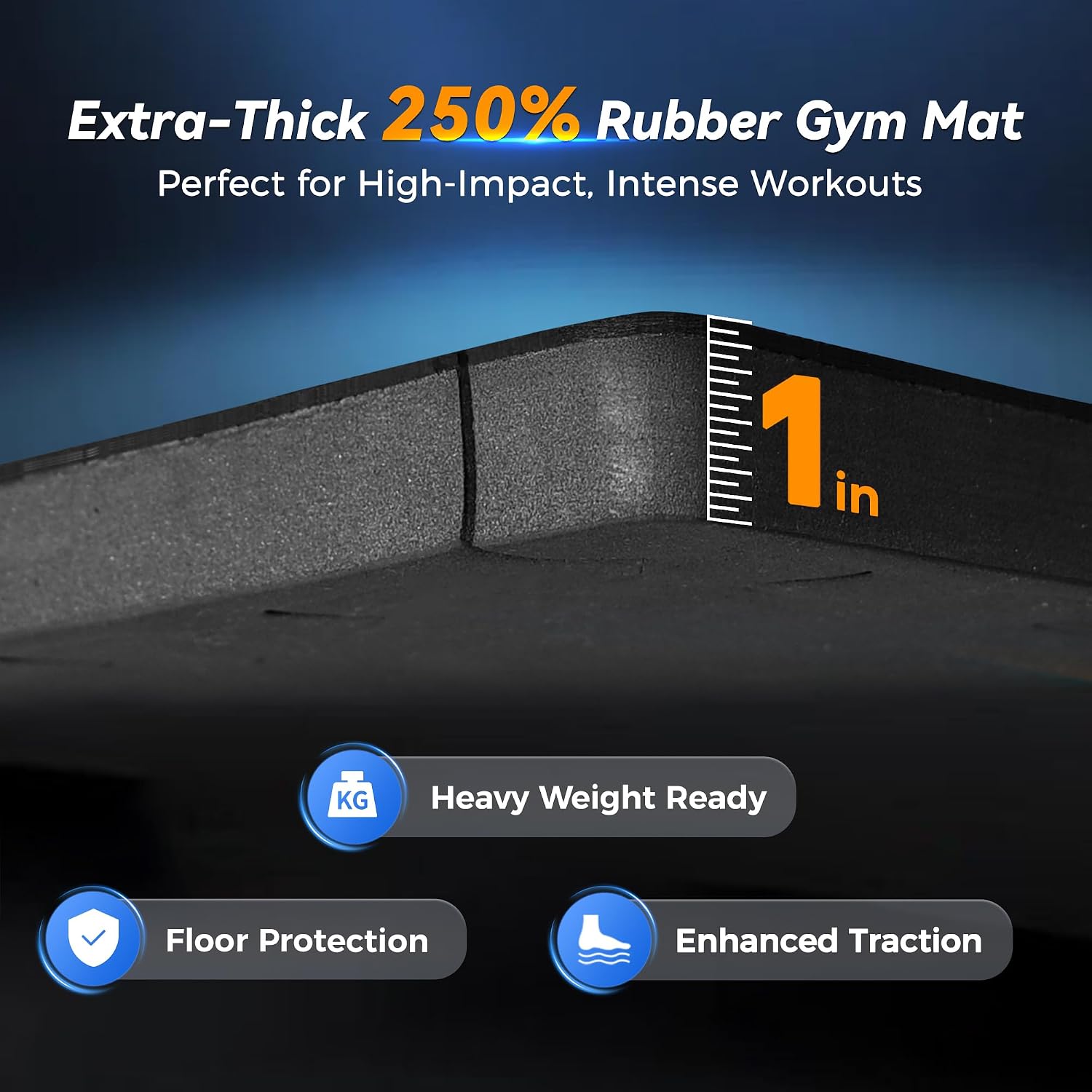 Detalle de SUPERJARE 1" Extra-Thick Rubber Top Exercise Mat