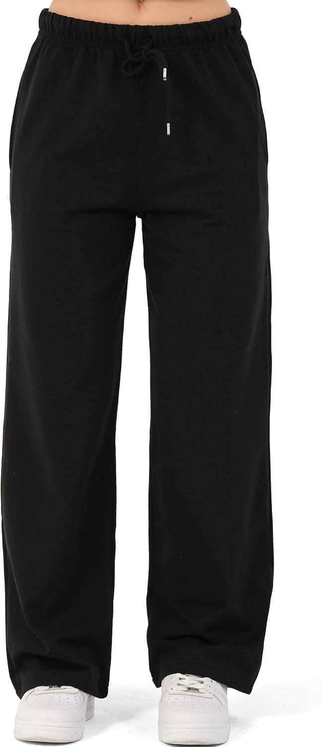 Detalle 1 de ROSS CAMP joggingbroek voor dames van katoen met wijde pijpen en elastische taille