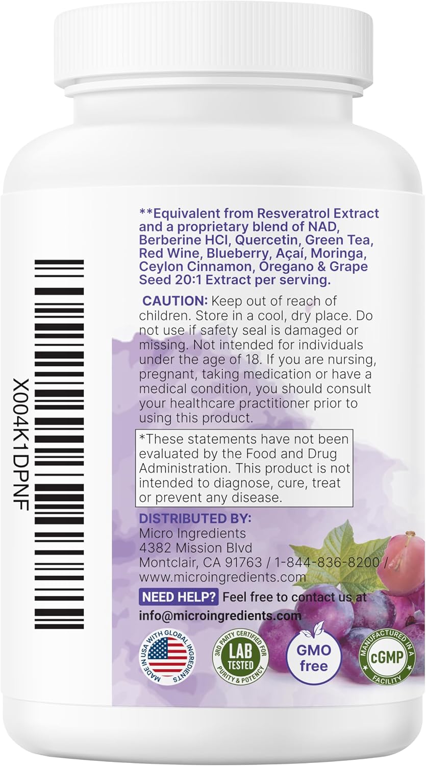Thumbnail 6 de Micro Ingredients Resveratrol Supplement, 240 Veggie Capsules