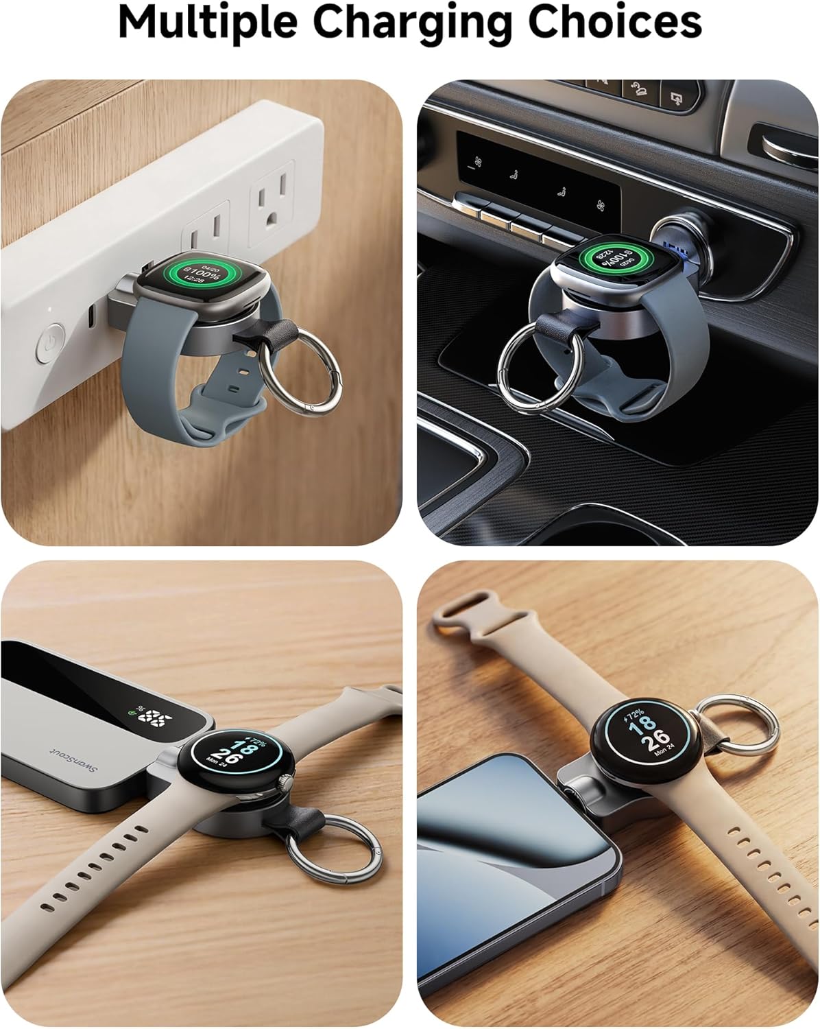 Thumbnail 6 de Watch Charger for Google Pixel Watch 3/2 and Fitbit Smartwatches with Rotatable USB-C & USB-A, SwanScout 510G2