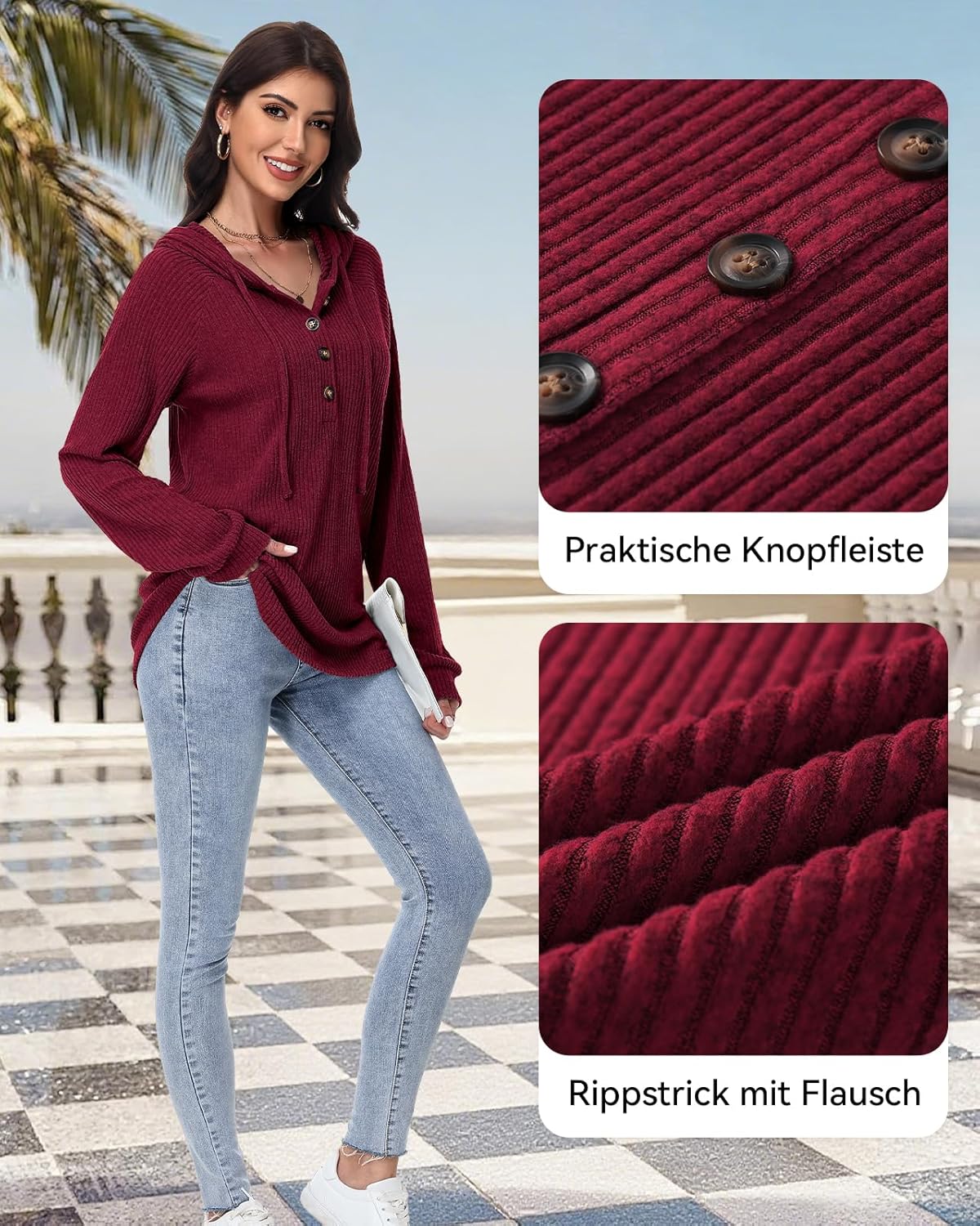Thumbnail 2 de Tanmolo Hoodie Damen V-Ausschnitt