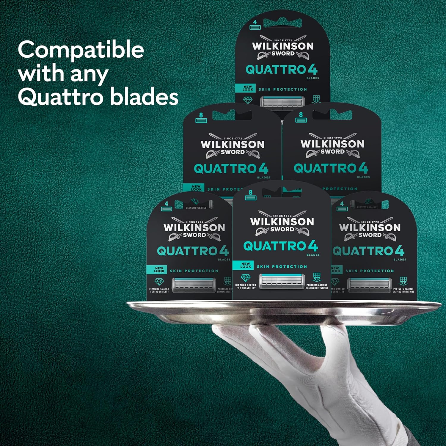 Thumbnail 5 de Wilkinson Sword Quattro Razors for Men – Value Pack with Diamond Coated 4 Blades and 9 Refills
