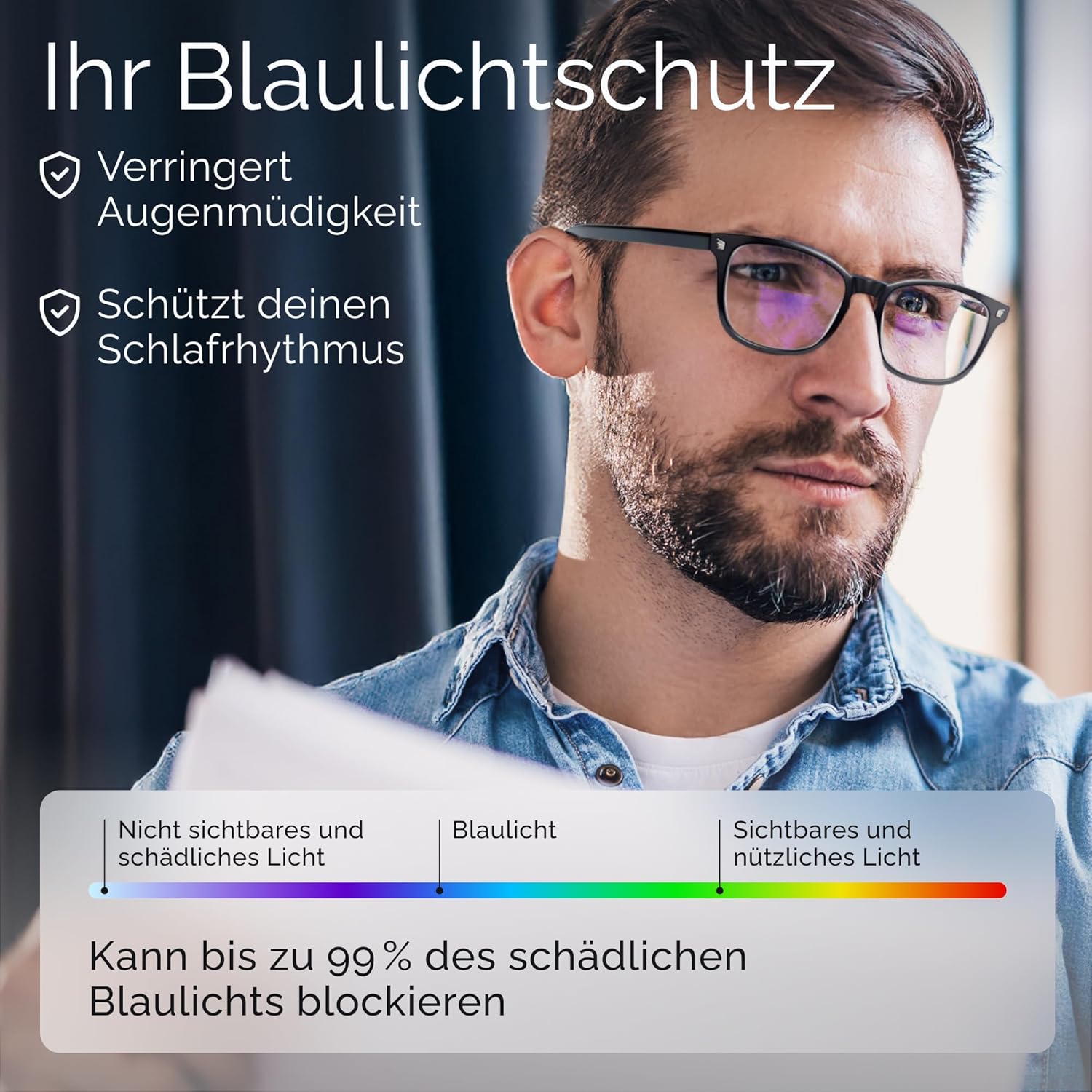 Detalle de livho High Tech-Blaufilterbrille – Fortschrittliche Computerbrille mit Blaulichtblockierung