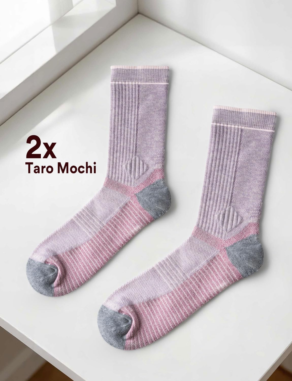 Detalle 2 de Juclise Sommer Merinowolle Wandersocken für Damen mit Kompression und Anti-Blasen-Polsterung