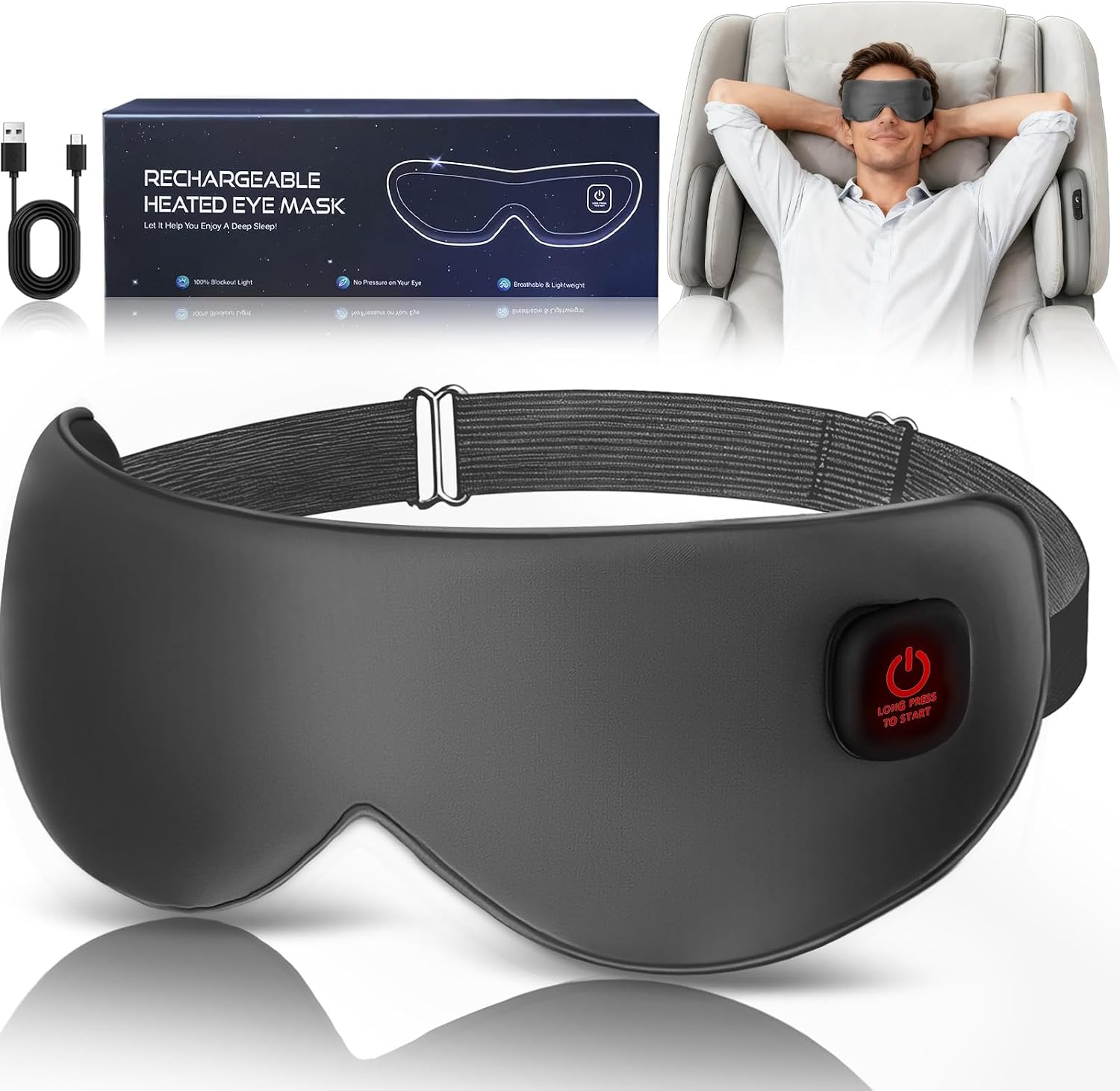 Detalle de Cordless heated eye mask, silk