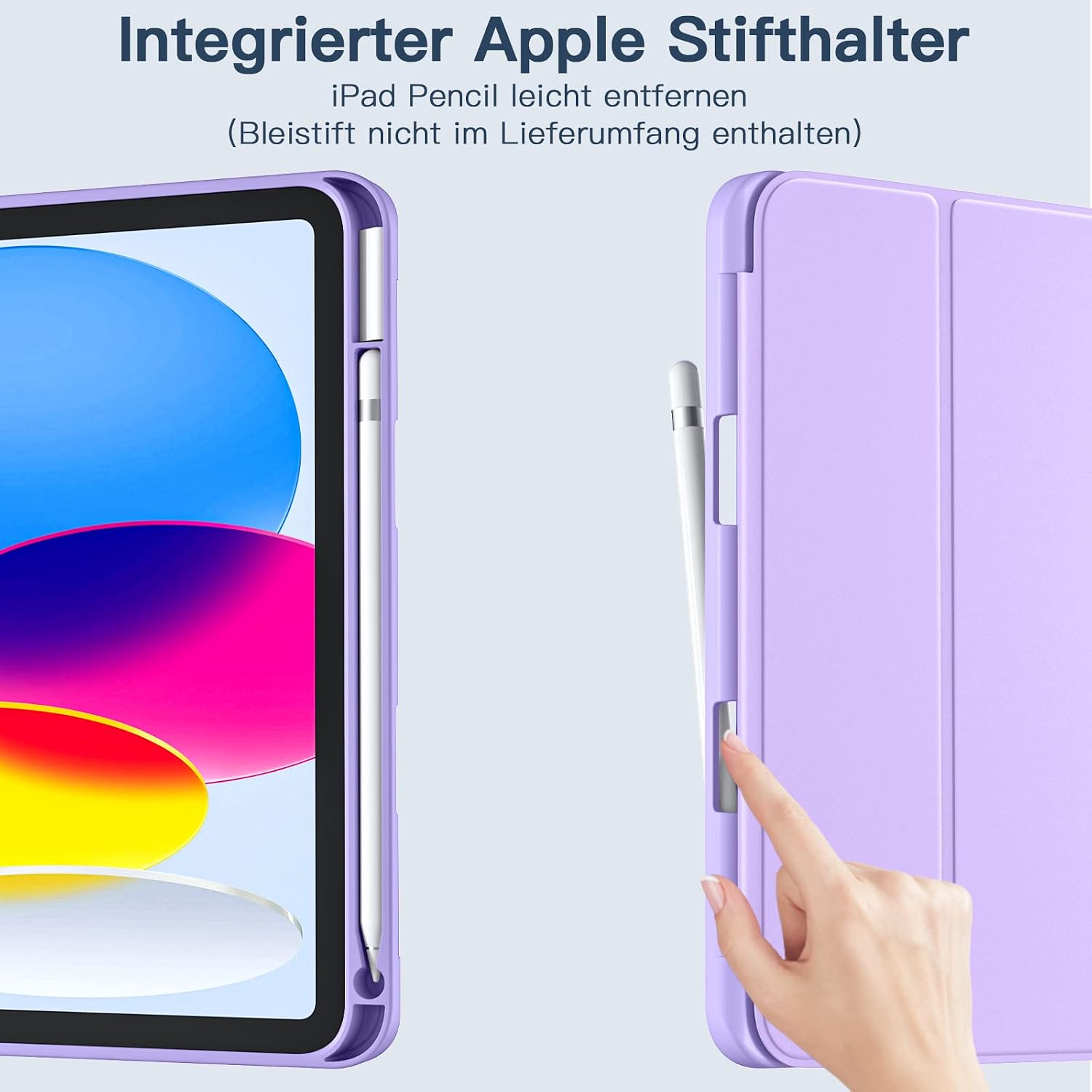 Detalle 1 de drivego Hülle für iPad 11. Generation (A16 2025) & iPad 10.9 (2022) mit Stifthalter, Trifold-Ständer und Auto-Sleep/Wake – Lila