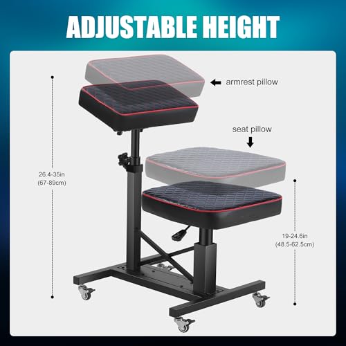 Detalle de Poarmeey Fauteuil de tatouage avec accoudoirs réglables en hauteur et dispositif hydraulique