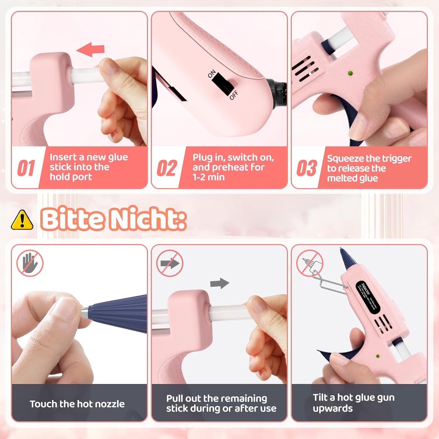Thumbnail 5 de Fireproof mini 20W hot glue gun kit with 30 glue sticks (130 x 7 mm) – fast heating, anti-drip nozzle