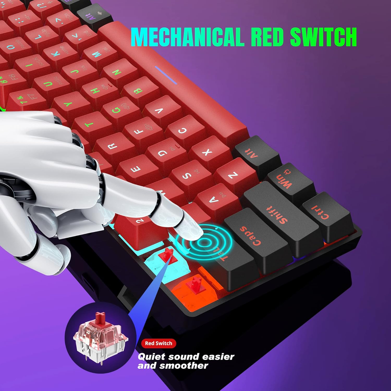 Thumbnail 3 de Snpurdiri 60% Compact Mechanical Gaming Keyboard (Red switches) – USB-C wired, UK layout, RGB backlit