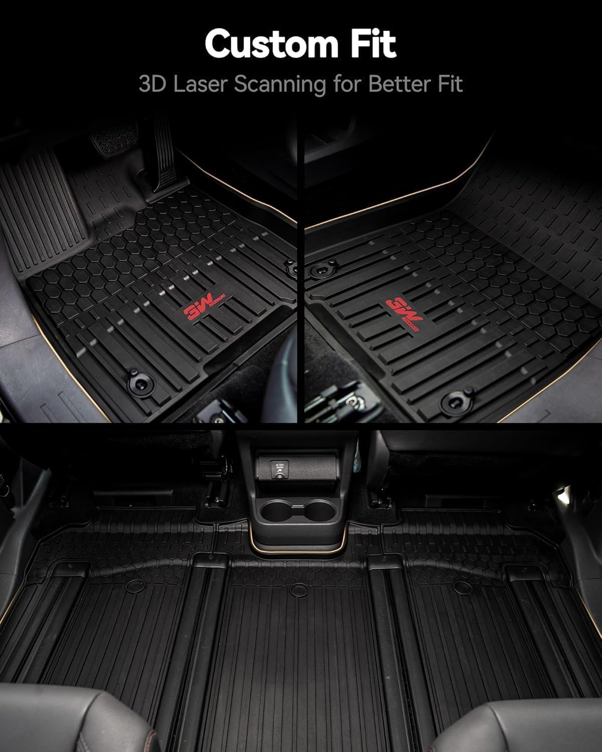 Thumbnail 3 de 3W Floor Mats & Cargo Liner for Toyota Sienna (7-Seat, 2021-2026) – Custom Fit, All-Weather TPE