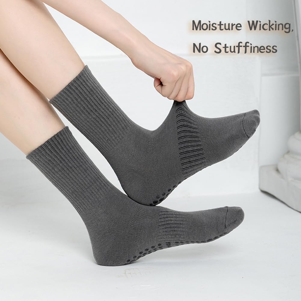 Thumbnail 1 de flintronic Calzini Antiscivolo Yoga Donna – 4 paia in cotone con puntini in gomma per Pilates, Danza e Fitness