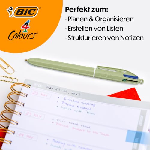 Detalle de BIC 4 Couleurs Minéral - Stylos-bille Pointe Moyenne 1,00 mm, Pack de 5 (Couleurs du corps assorties)