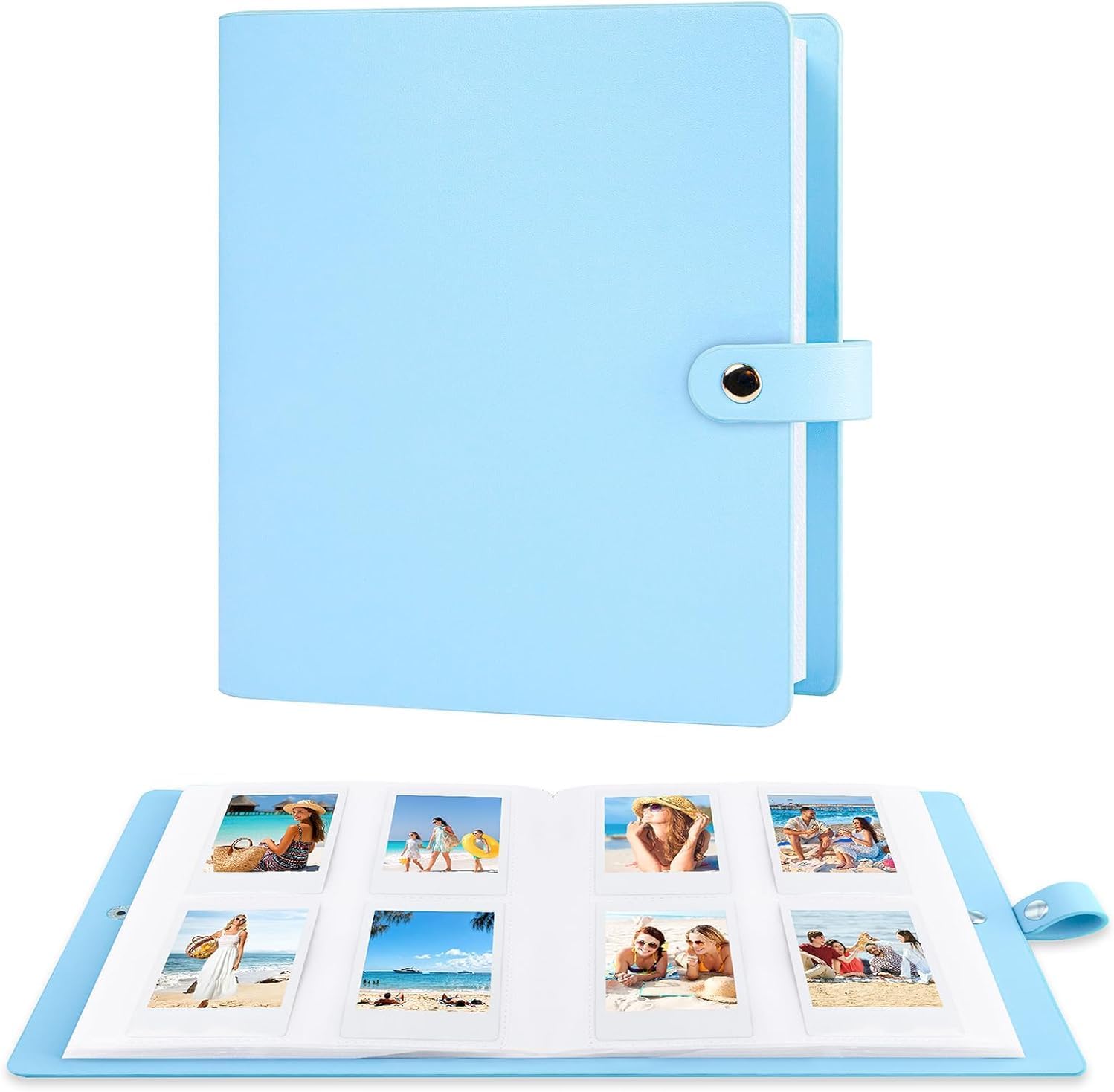 Detalle de Ruibytree 320-Fach Fotoalbum für Fujifilm Instax (Mini EVO/LiPlay/… ) und Polaroid Snap – Pastellblau