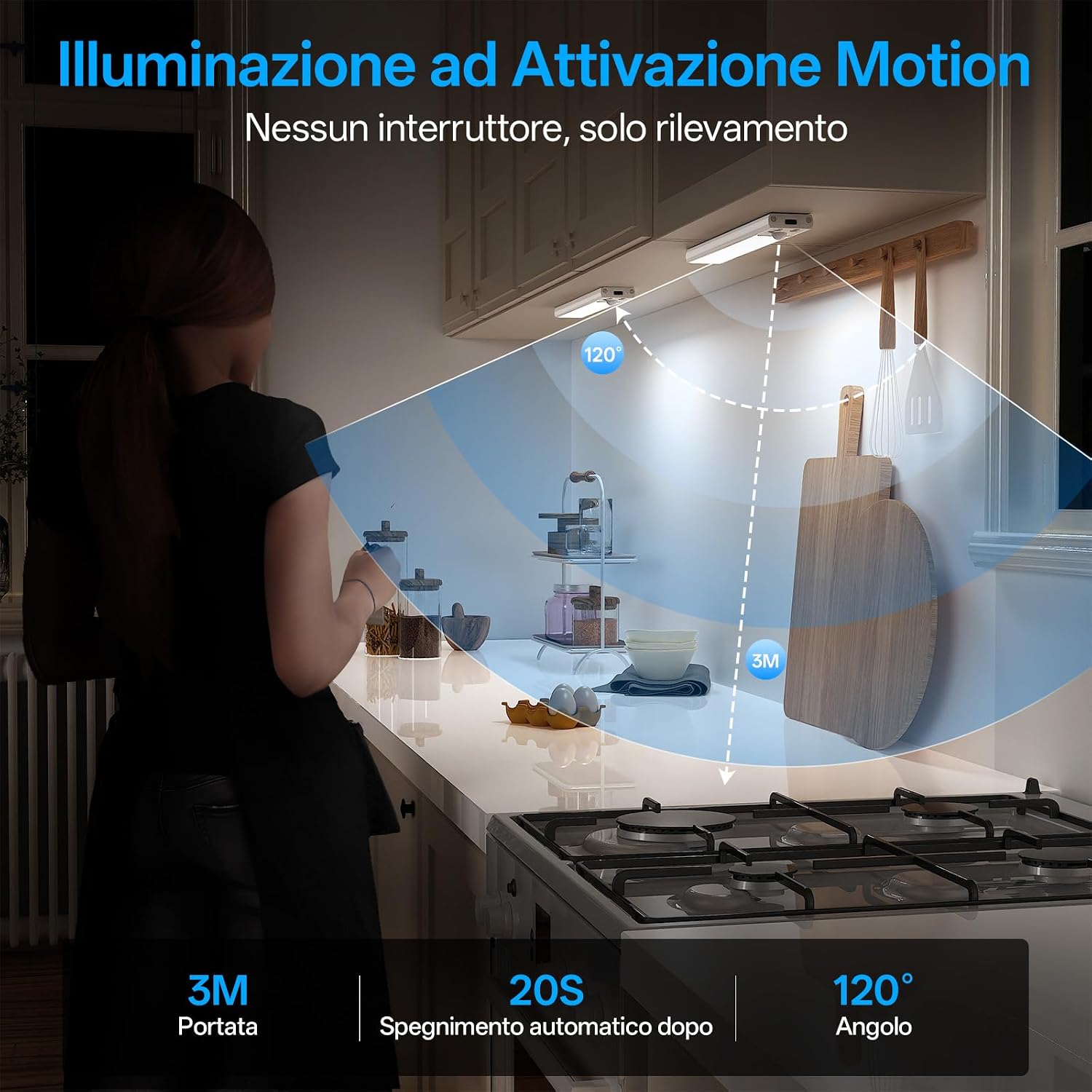 Detalle de PZSUNLY Luce Led Sottopensile Cucina con Base di Ricarica – Set da 6 pezzi