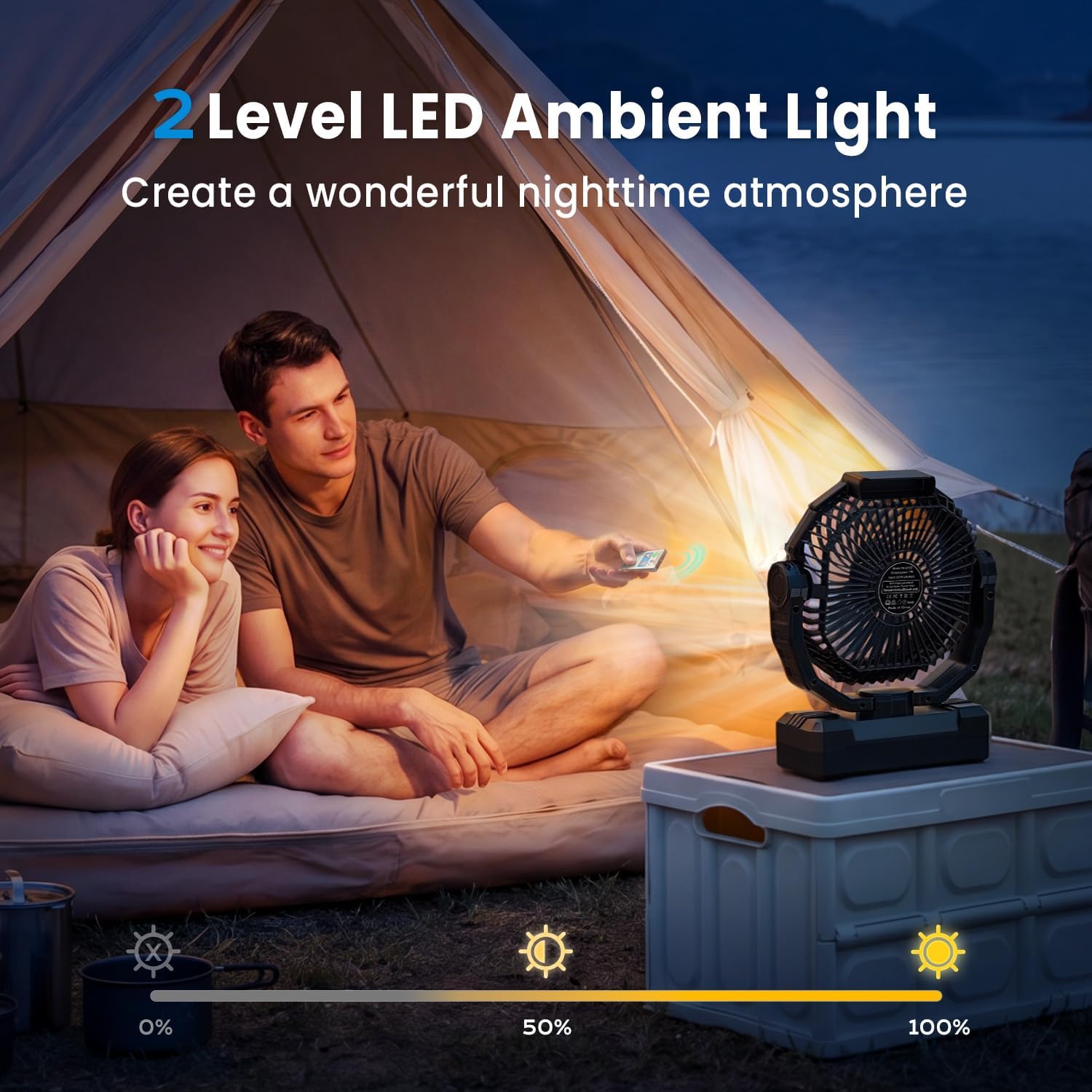 Thumbnail 2 de FRIZCOL 3-in-1 Camping Fan: Portable, Rechargeable, with Light and Remote
