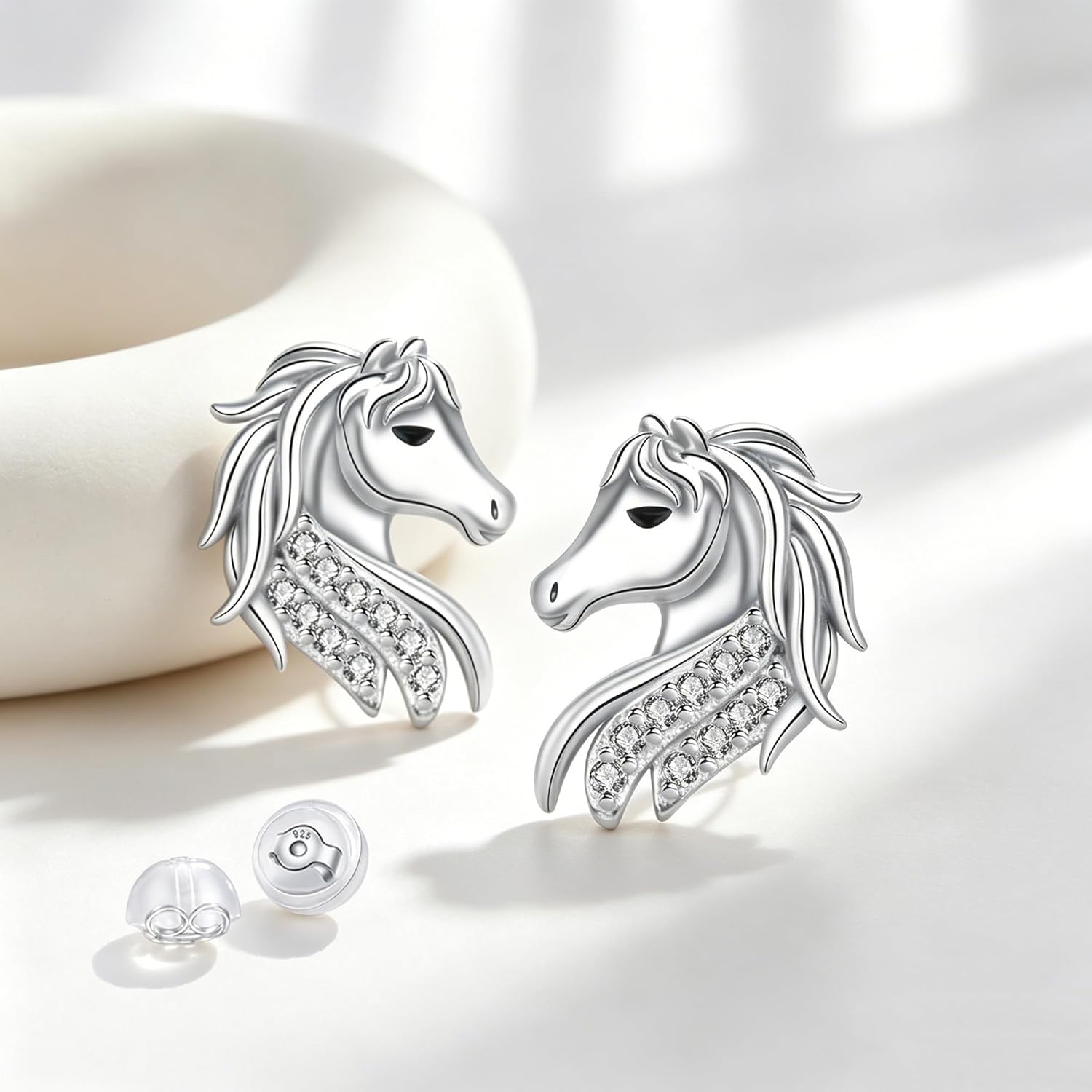 Thumbnail 1 de Hifeeled Boucles d'oreilles Femme Argent Sterling 925 – Cheval motif, hypoallergénique, cadeau élégant