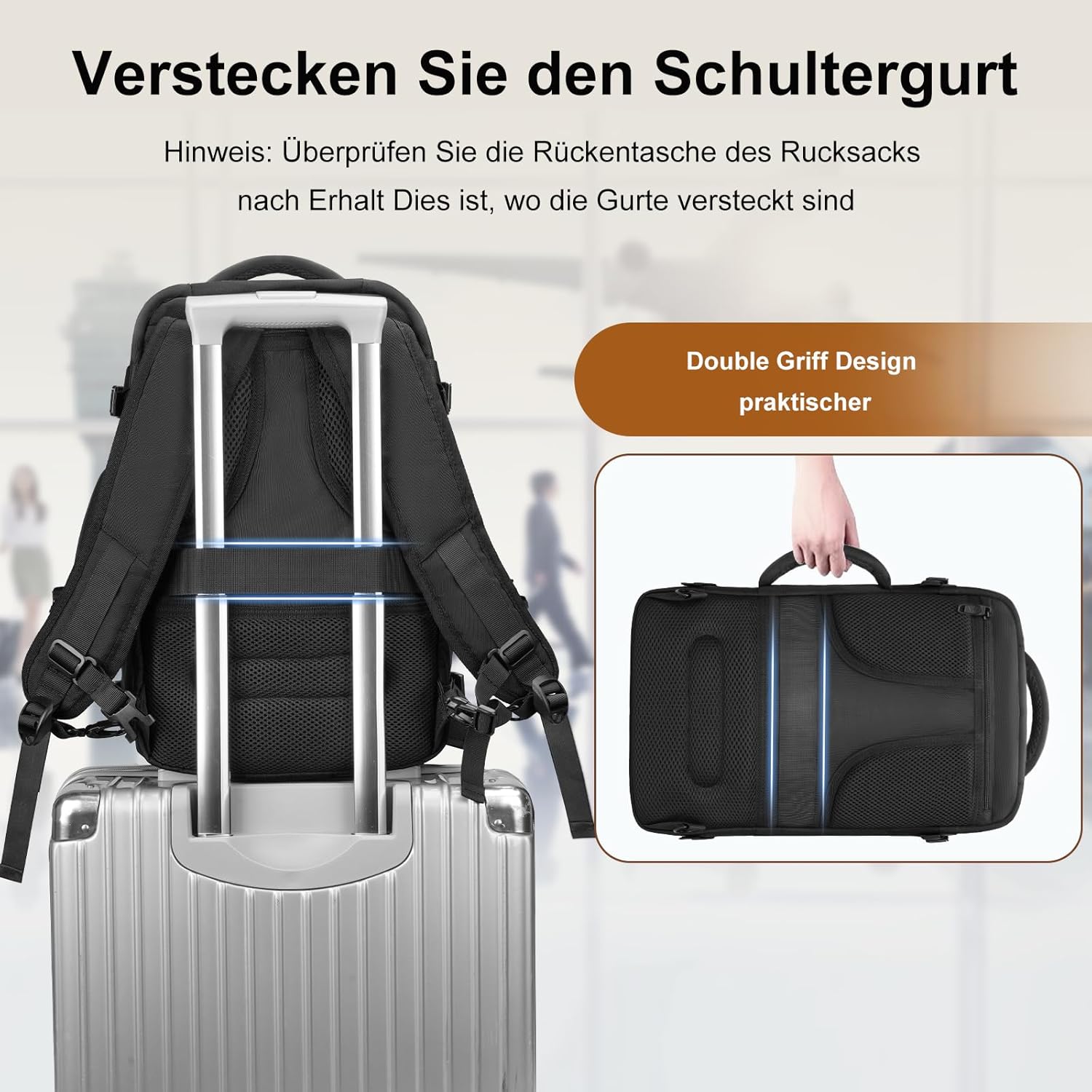 Thumbnail 3 de MATEIN Ryanair Handgepäck Rucksack 40x20x25 cm (20 l), erweiterbar, schwarz