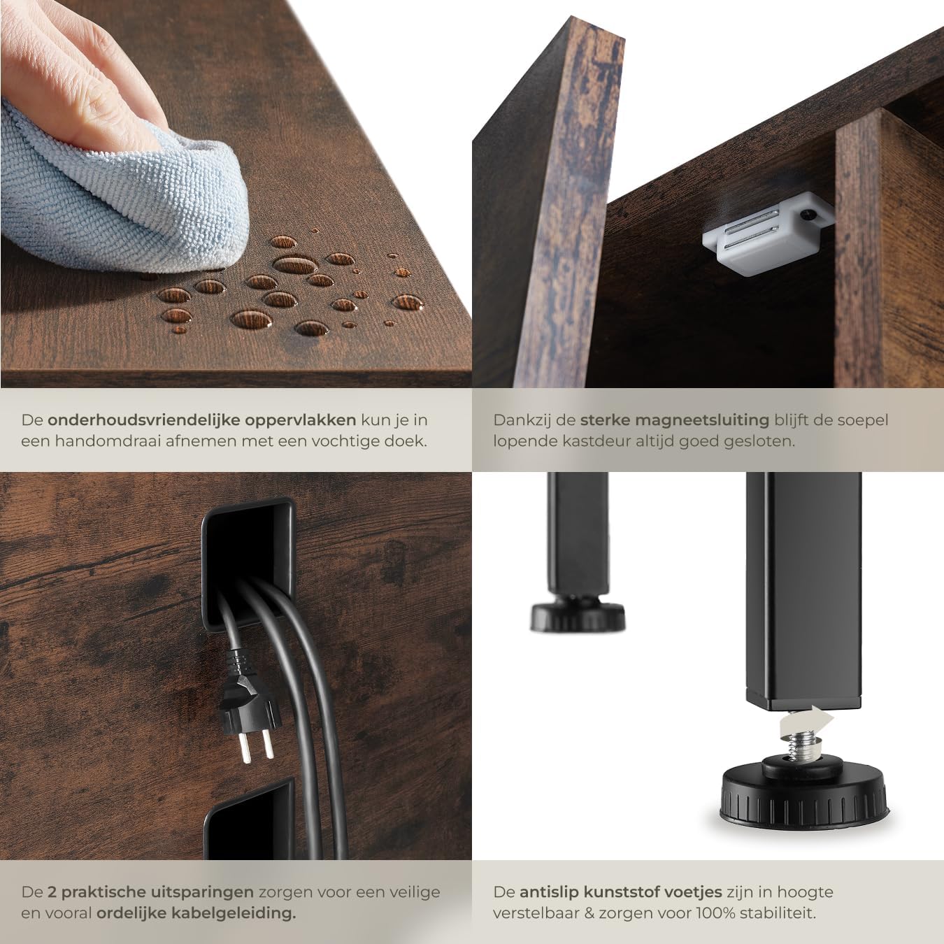 Thumbnail 6 de tectake Galway tv-meubel voor tv’s tot 55 inch, 2 open vakken en magneetdeur