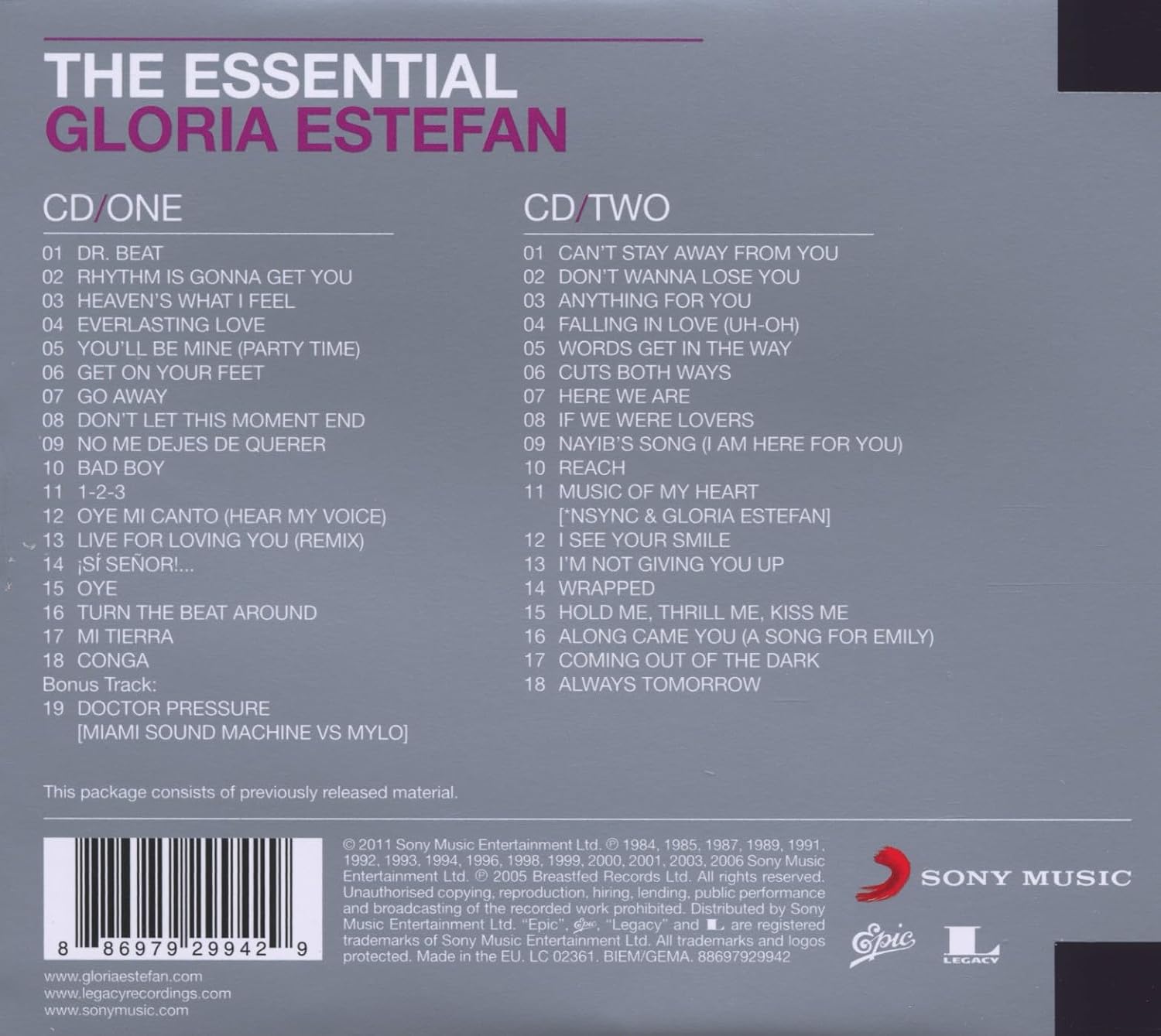 Detalle 2 de Sony Music The Essential Gloria Estefan CD compilation