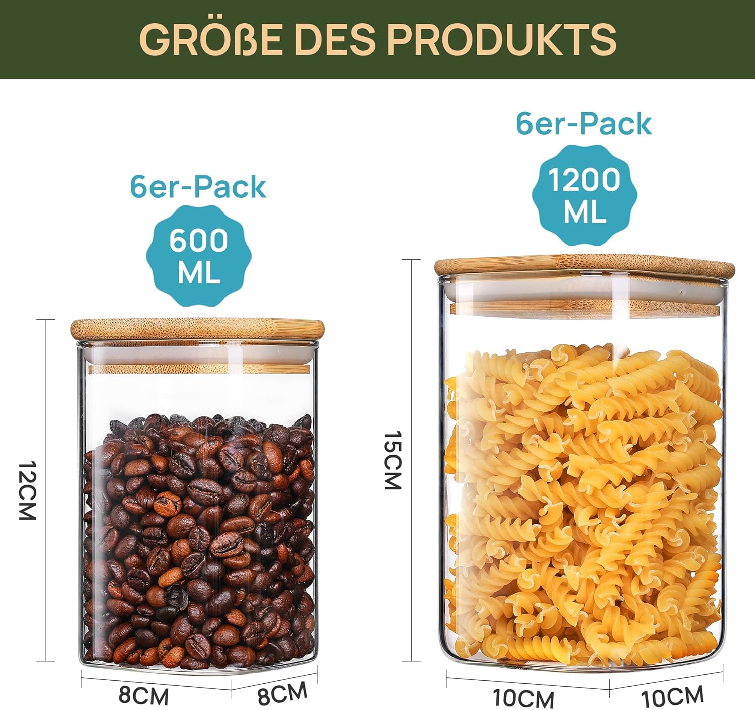 Thumbnail 1 de Vtopmart 12er Set 1200 ml Vorratsgläser 🫙