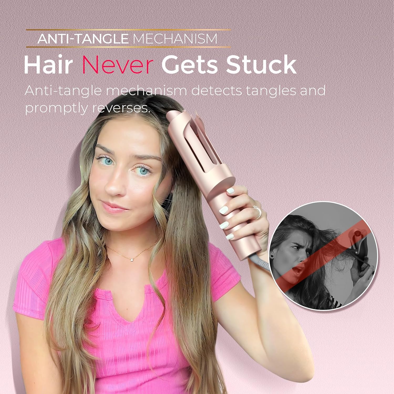 Detalle 2 de TYMO CurlPro Plus Hair Curler Automatic Rotating – Long Barrel 25 mm, UK Plug